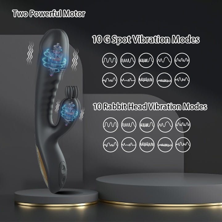 Rechargeable Rabbit Vibrator G-spot Clit Stimulator for Women