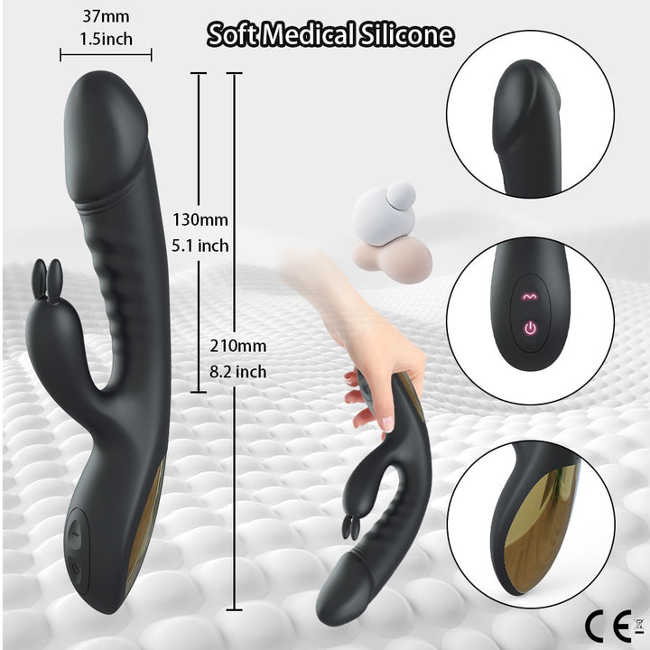 Rechargeable Rabbit Vibrator G-spot Clit Stimulator for Women