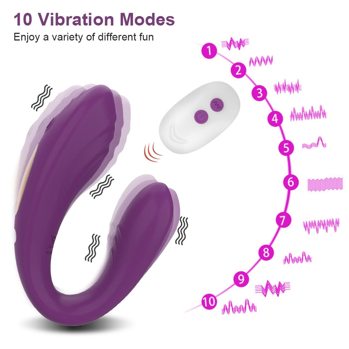 U-shape Wireless Remote Controlled Wearable Dildo Vibrator Female Dual Motor Clit Stimulator for Women