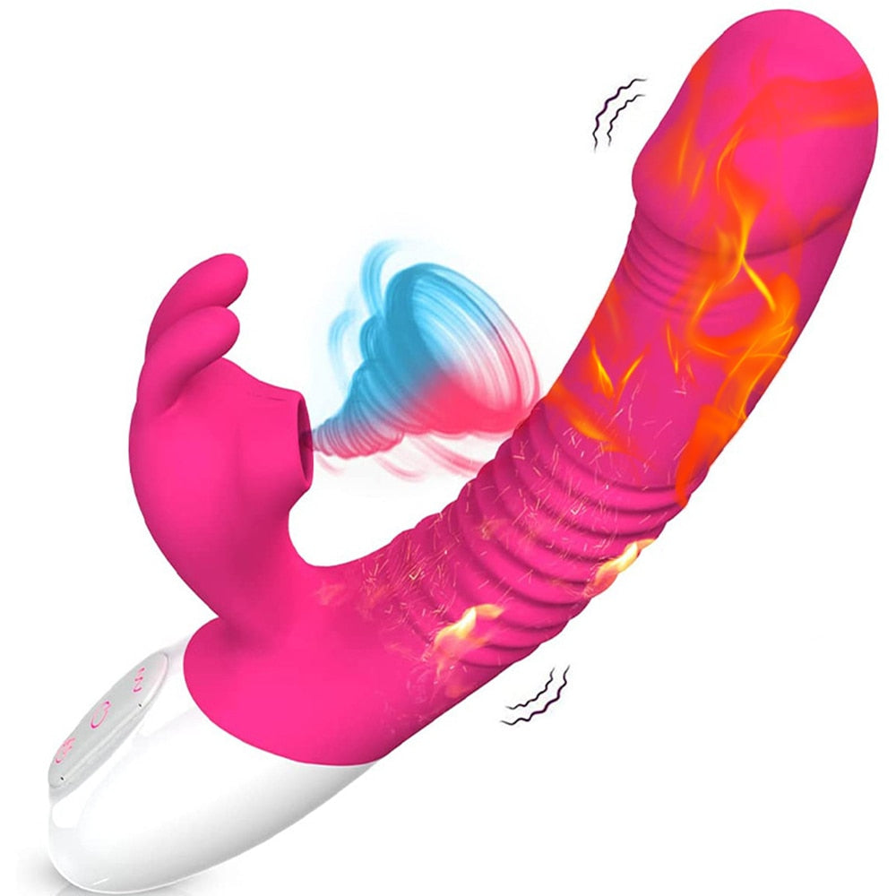 Powerful Sucking Thrusting Rabbit Vibrator Clit Dildo G-spot Stimulator for Women