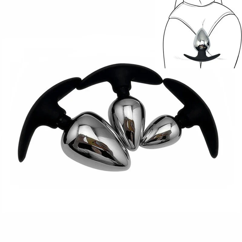 Underwear outdoor metal silicone anal beads butt plug