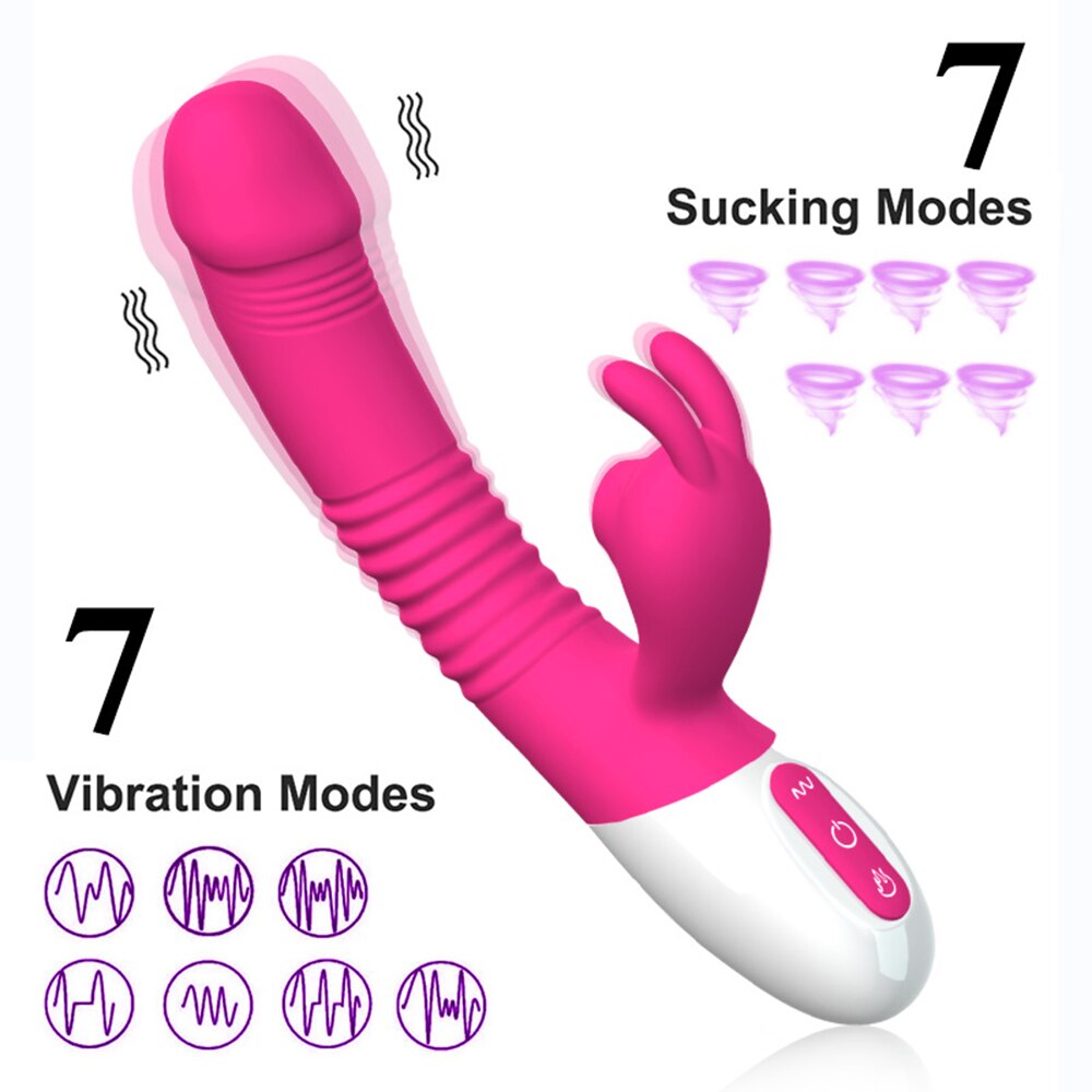 Powerful Sucking Thrusting Rabbit Vibrator Clit Dildo G-spot Stimulator for Women