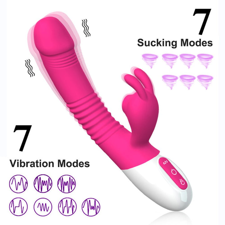Powerful Sucking Thrusting Rabbit Vibrator Clit Dildo G-spot Stimulator for Women