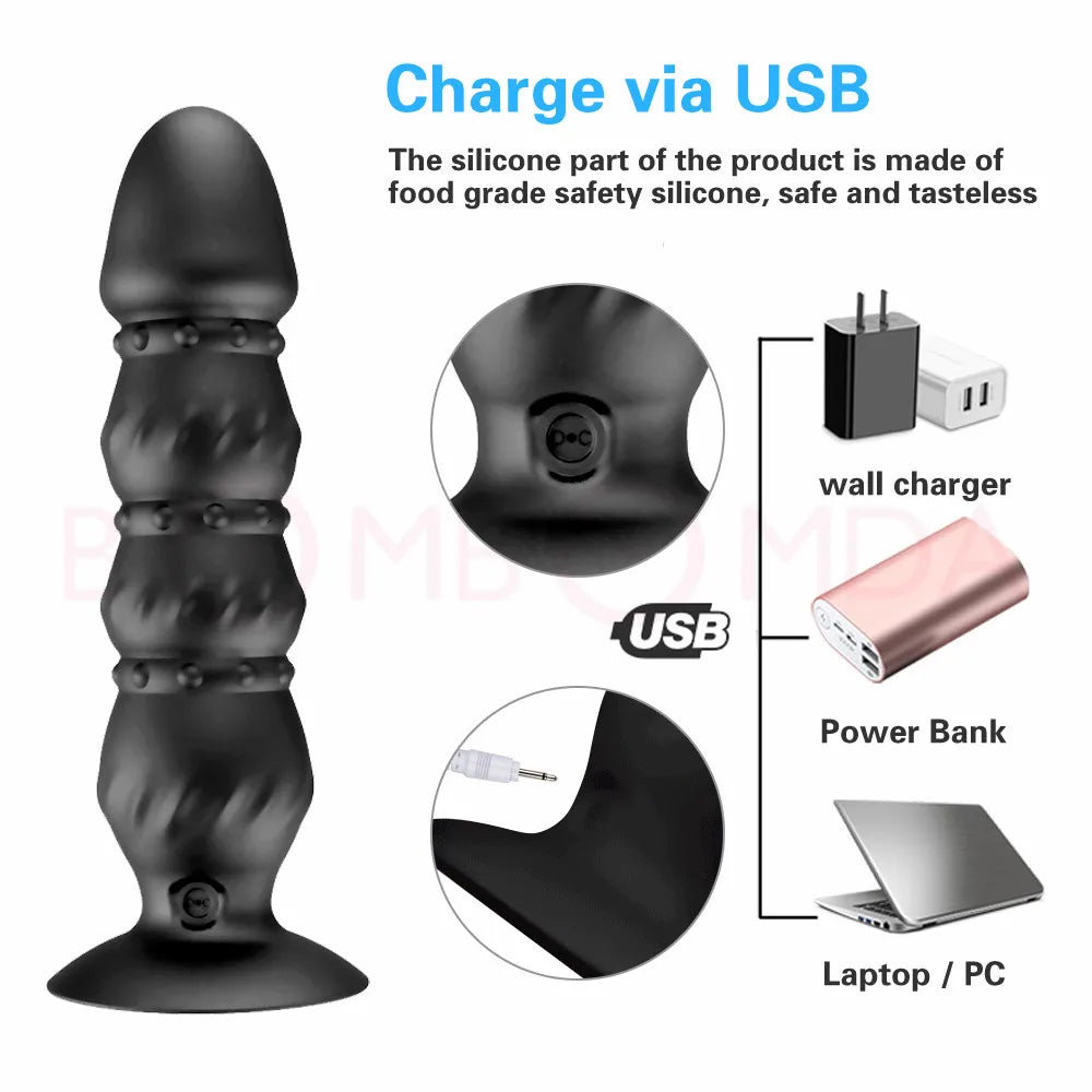 10 Speeds Wireless Remote Anal Dildo Male Prostate Massager Strong Sucker Unisex - fromasia2america.shop