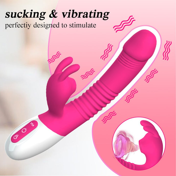 Powerful Sucking Thrusting Rabbit Vibrator Clit Dildo G-spot Stimulator for Women