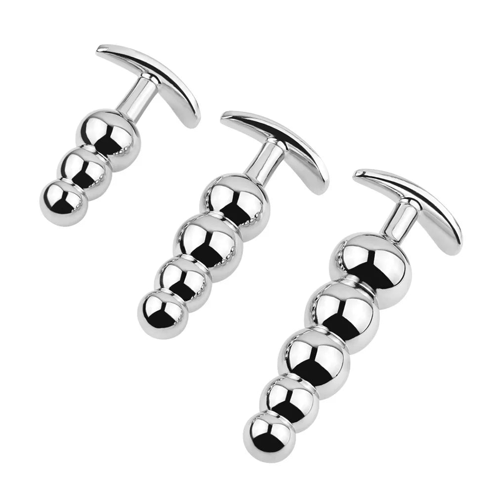 Metal Anal Beads Butt Plug Set Wearable Outerdoor Small Large Anal Plug G Spot Dildo - fromasia2america.shop