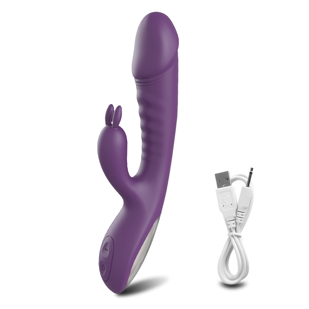 Rechargeable Rabbit Vibrator G-spot Clit Stimulator for Women