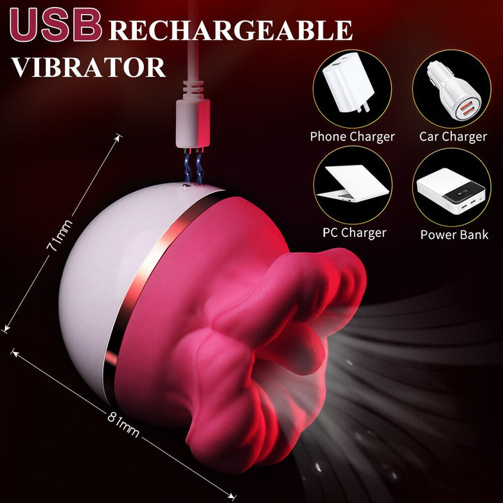 Rose Toy Sucking Vibrator Clit Stimulator Mouth Biting Tongue Licking Nipple Orgasm Maker for Women