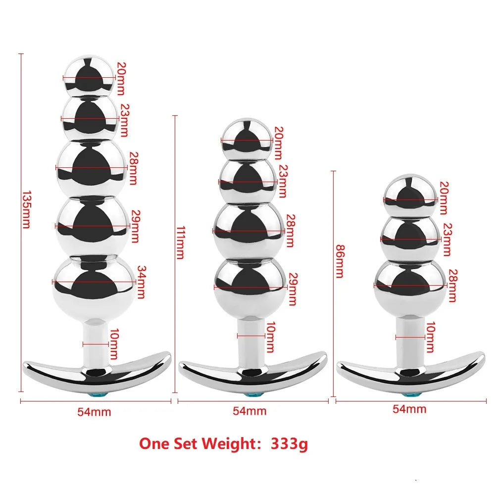 Metal Anal Beads Butt Plug Set Wearable Outerdoor Small Large Anal Plug G Spot Dildo - fromasia2america.shop