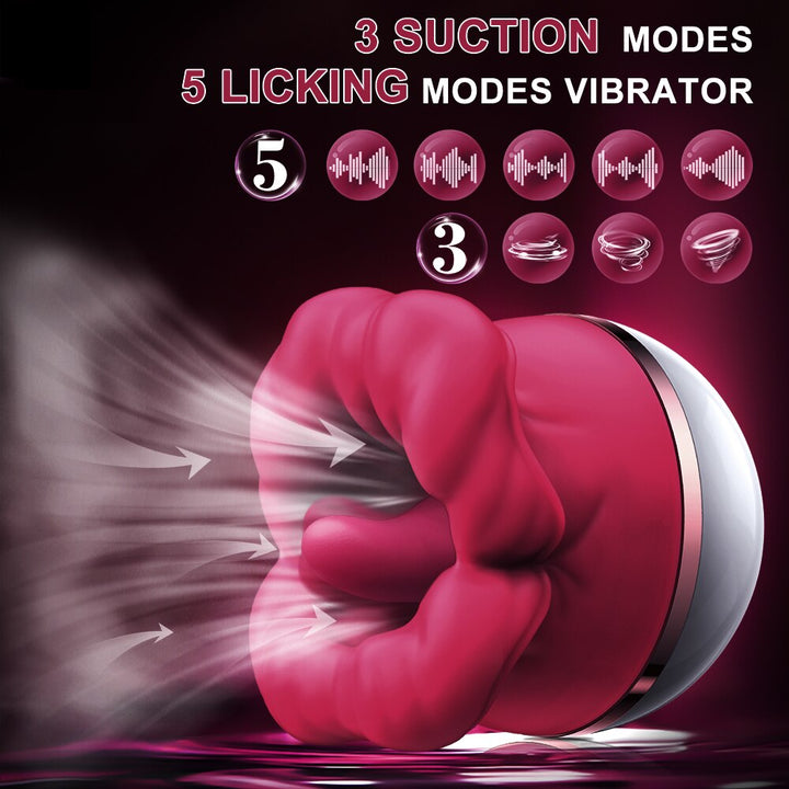 Rose Toy Sucking Vibrator Clit Stimulator Mouth Biting Tongue Licking Nipple Orgasm Maker for Women