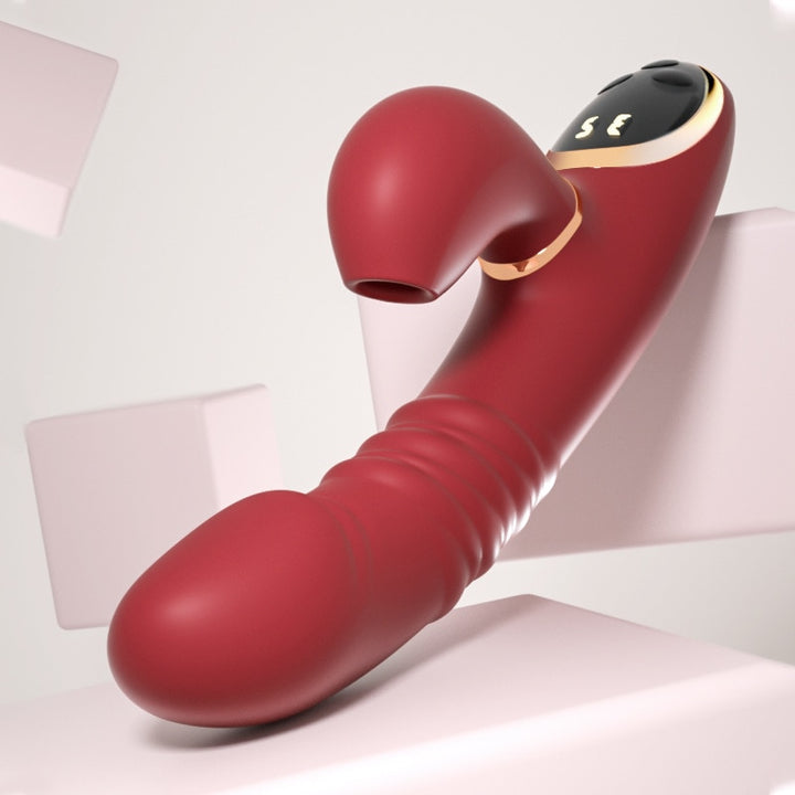 Self-Heating Telescopic Tongue Licking Nipple Clit Stimulating Dildo for Women