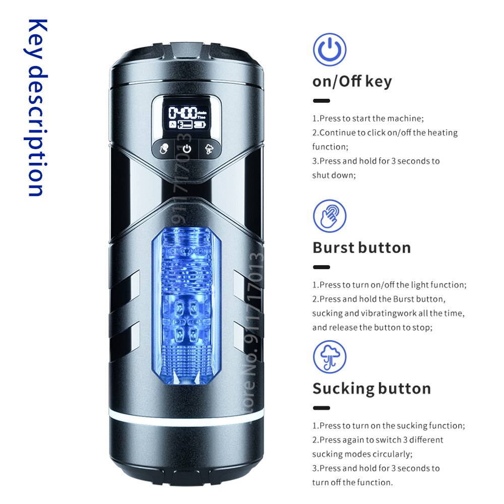 Automatic Male Masturbator Cup Sucking Vibration Blowjob Heated Vagina Pocket