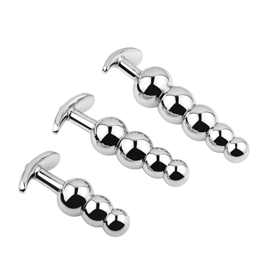 Metal Anal Beads Butt Plug Set Wearable Outerdoor Small Large Anal Plug G Spot Dildo - fromasia2america.shop