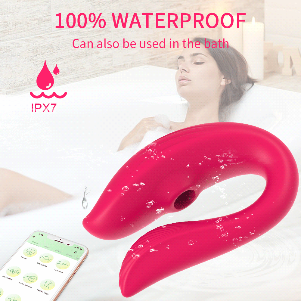 U-shape Wireless Remote Sucking Vibrator Wearable Dildo Clit Massager for Women