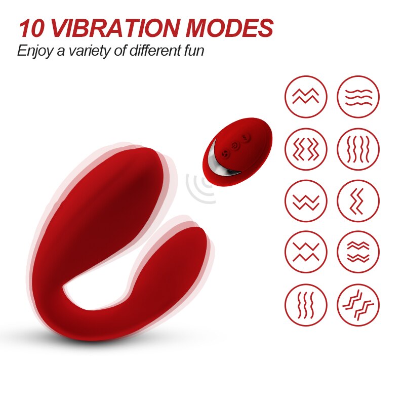 U-Shape Wireless Vibrator USB Rechargeable Dildo G-Spot Silicone Stimulator For Women