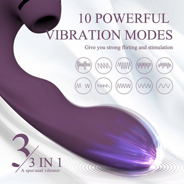 Powerful 3 in 1 Clit Sucker Dildo G-Spot Stimulator for Women