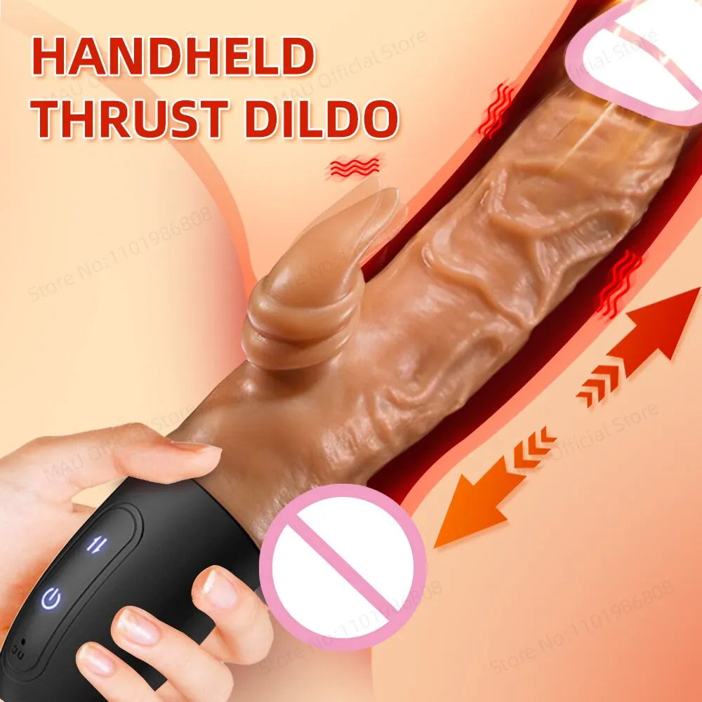 Realistic Thrusting Dildo Vibrator Penis G-Spot Clitoral Telescopic  Stimulator for Women