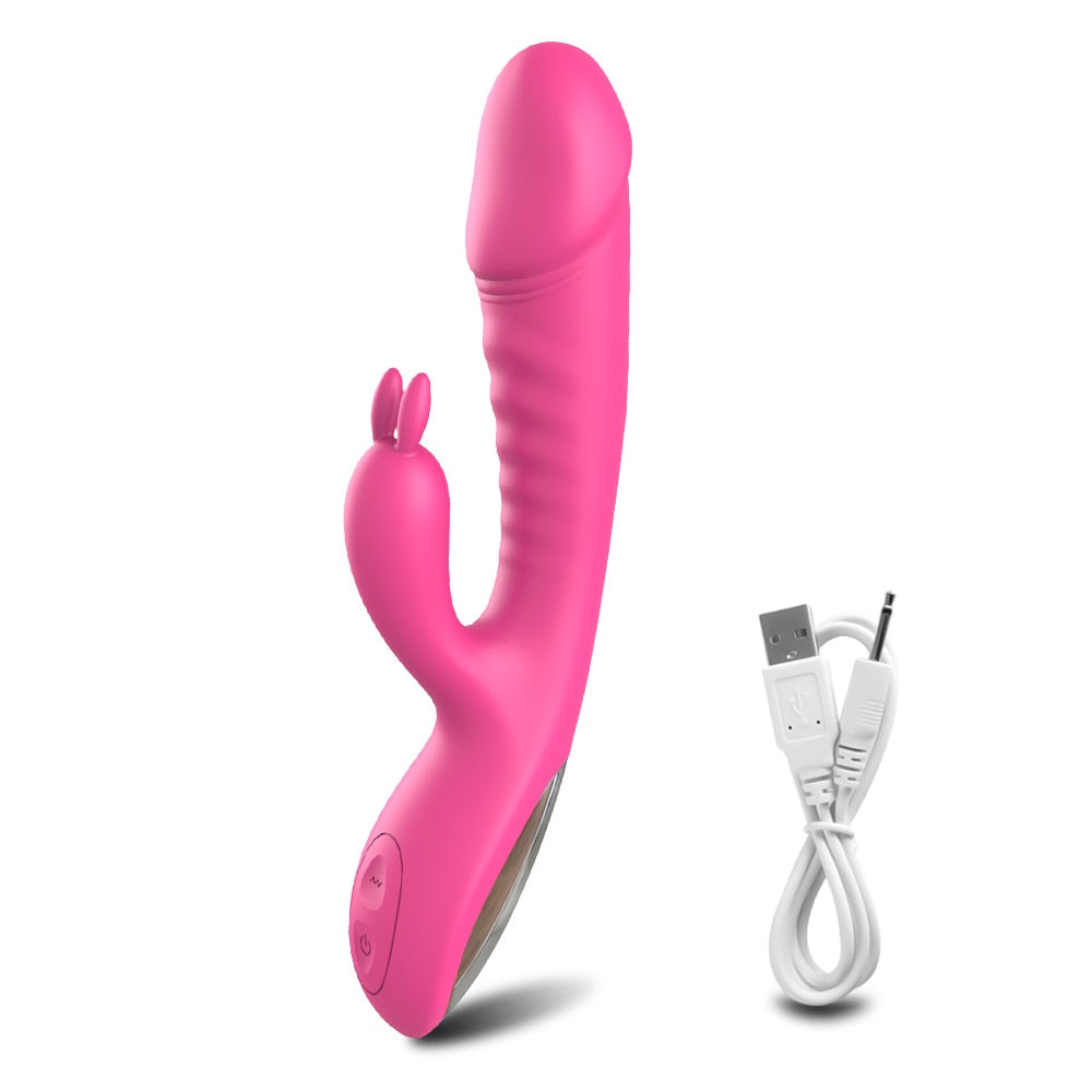 Rechargeable Rabbit Vibrator G-spot Clit Stimulator for Women