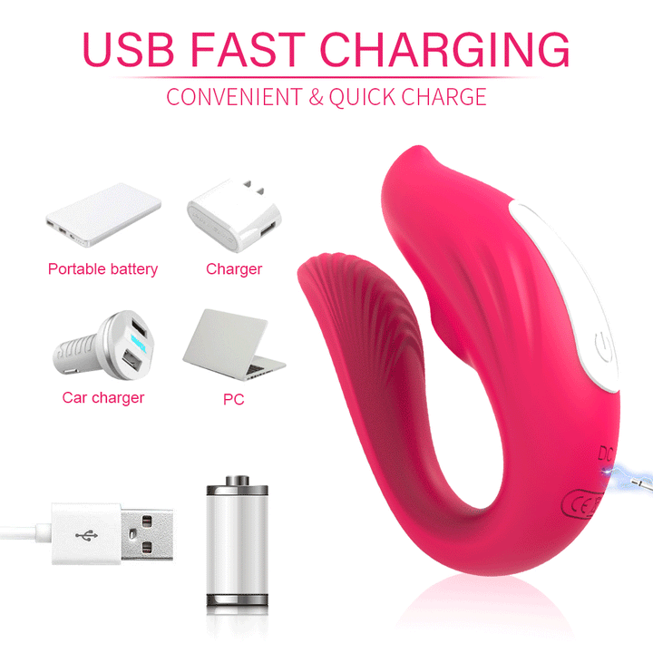 U-shape Wireless Remote Sucking Vibrator Wearable Dildo Clit Massager for Women