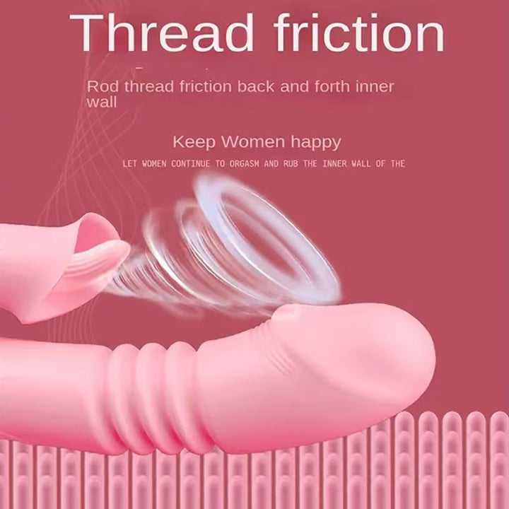 Self-Heating Telescopic Tongue Licking Nipple Clit Stimulating Dildo for Women