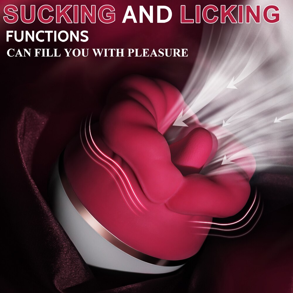Rose Toy Sucking Vibrator Clit Stimulator Mouth Biting Tongue Licking Nipple Orgasm Maker for Women