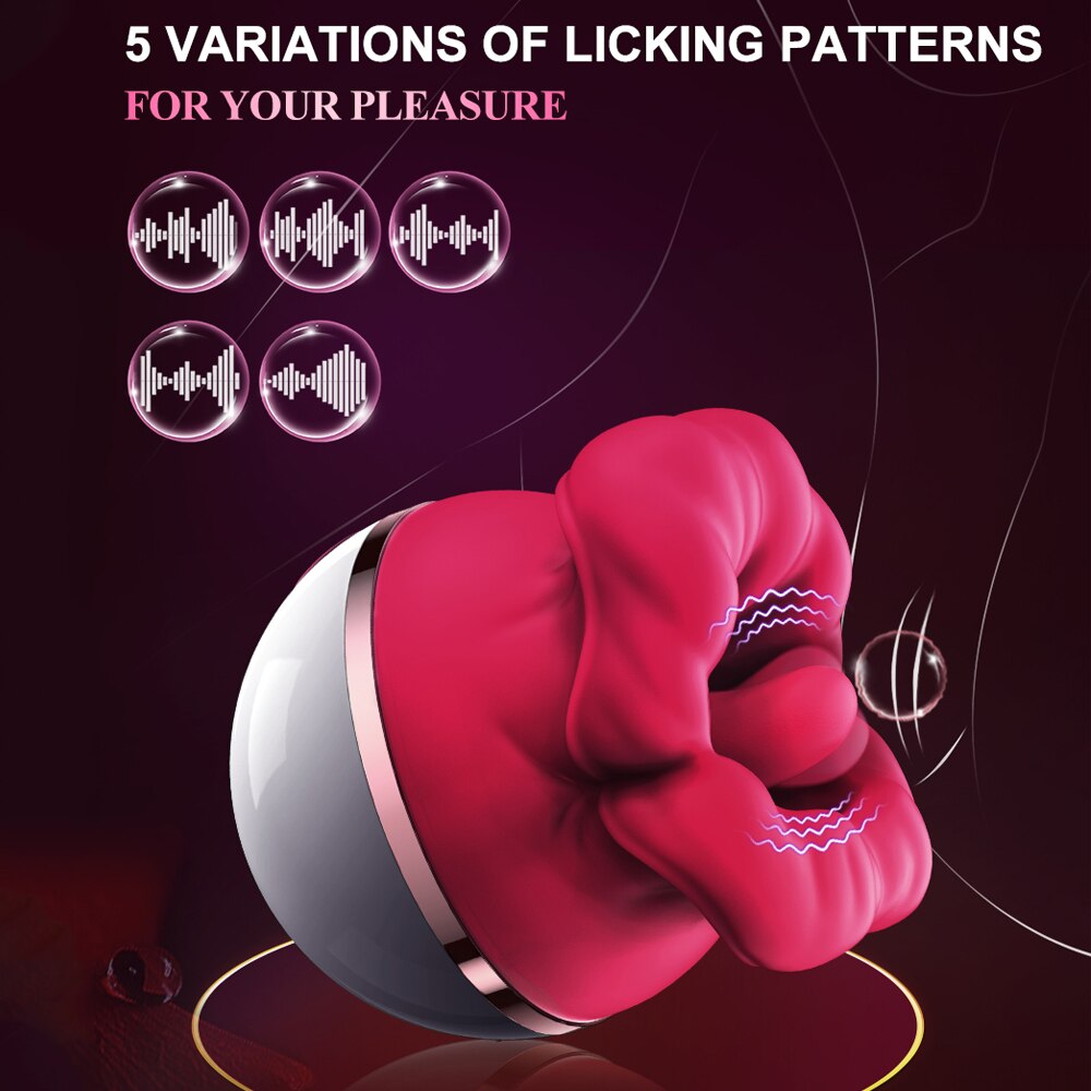 Rose Toy Sucking Vibrator Clit Stimulator Mouth Biting Tongue Licking Nipple Orgasm Maker for Women