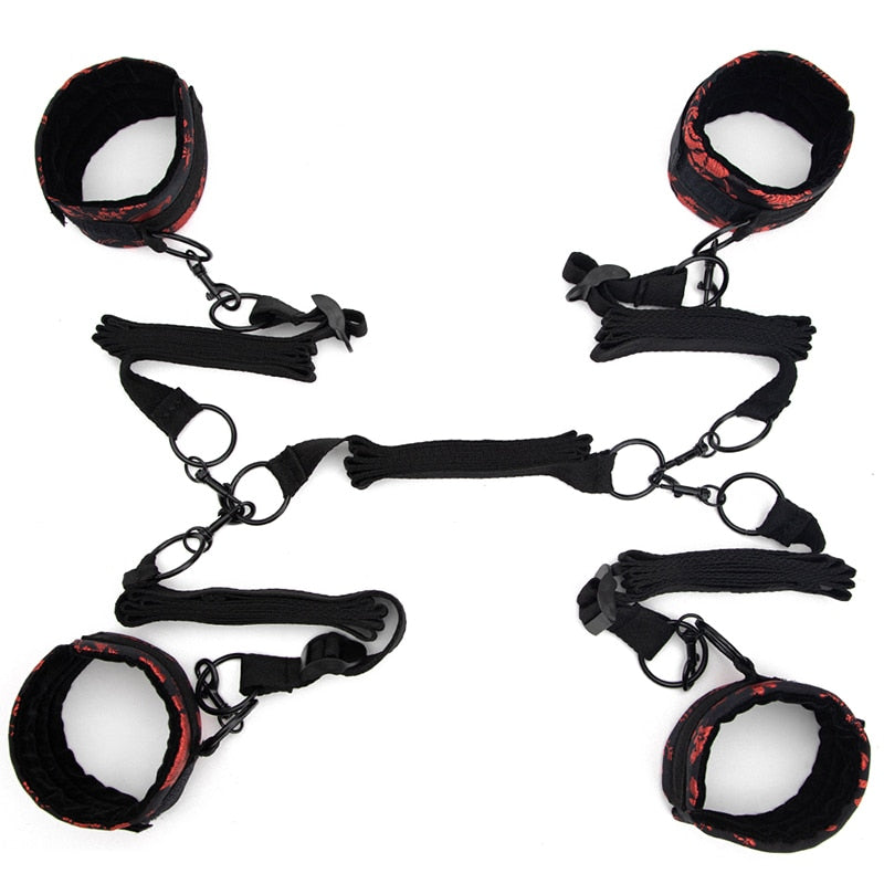 Under Bed Restraint Set Handcuffs Ankle Cuffs BDSM Bondage Straps