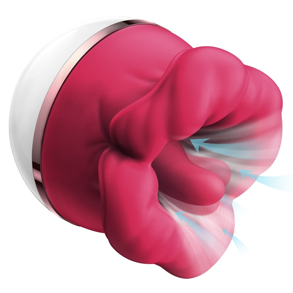 Rose Toy Sucking Vibrator Clit Stimulator Mouth Biting Tongue Licking Nipple Orgasm Maker for Women