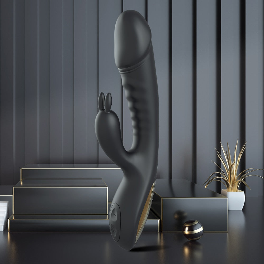 Rechargeable Rabbit Vibrator G-spot Clit Stimulator for Women