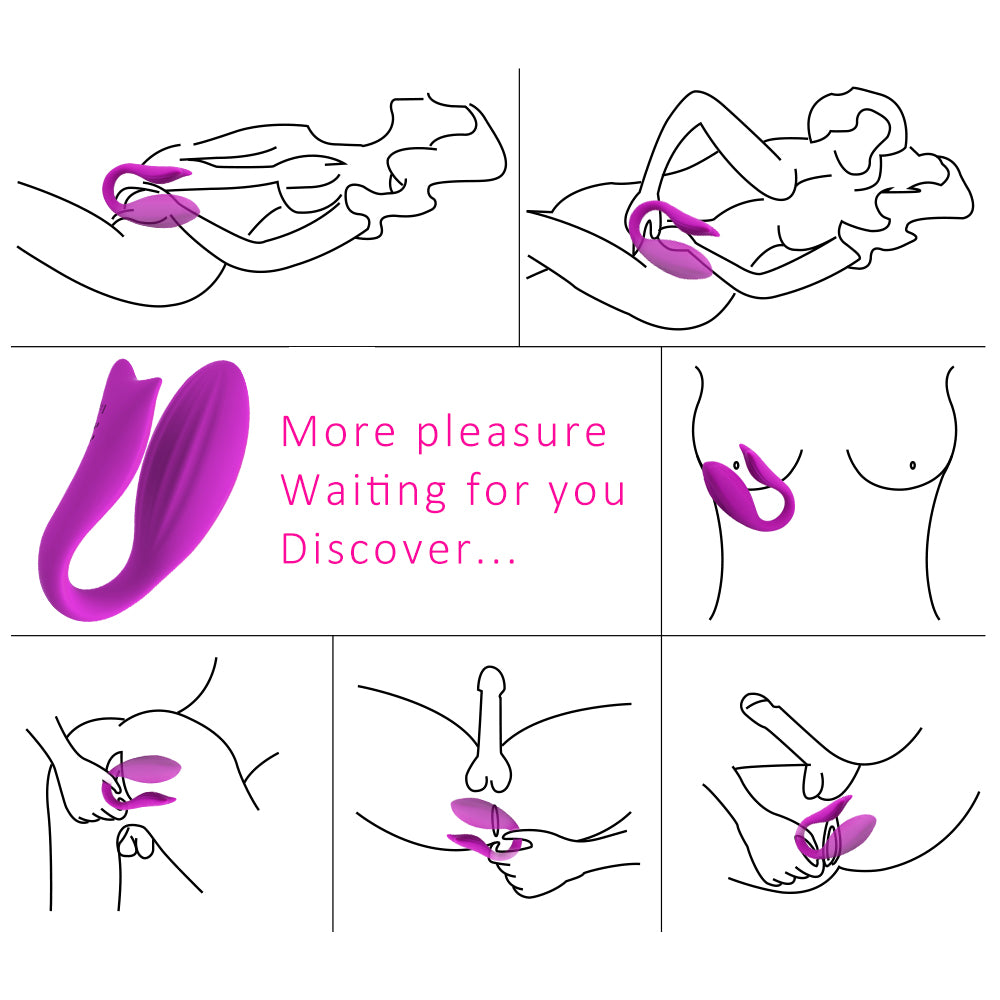 U-Shape Mermaid Wireless Remote Control Couple Vibrator 12 Speeds G Spot and Clitoral Massager Dual Motors For Women Adult Sex Toy Store - SexxToys.Shop