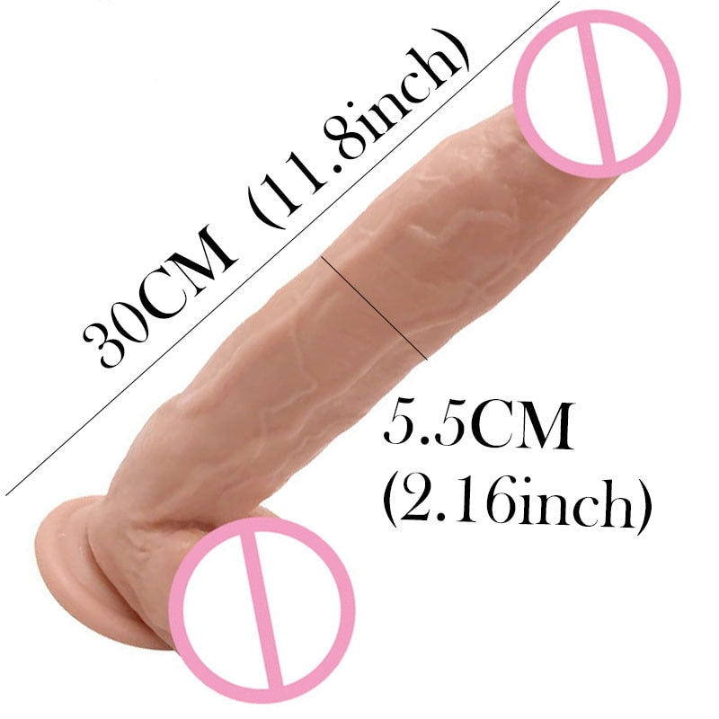 NEW Model Waterproof 12 inch Big Realistic TPE Dildo With Suction Cup Adult Sex Toy Store - SexxToys.Shop