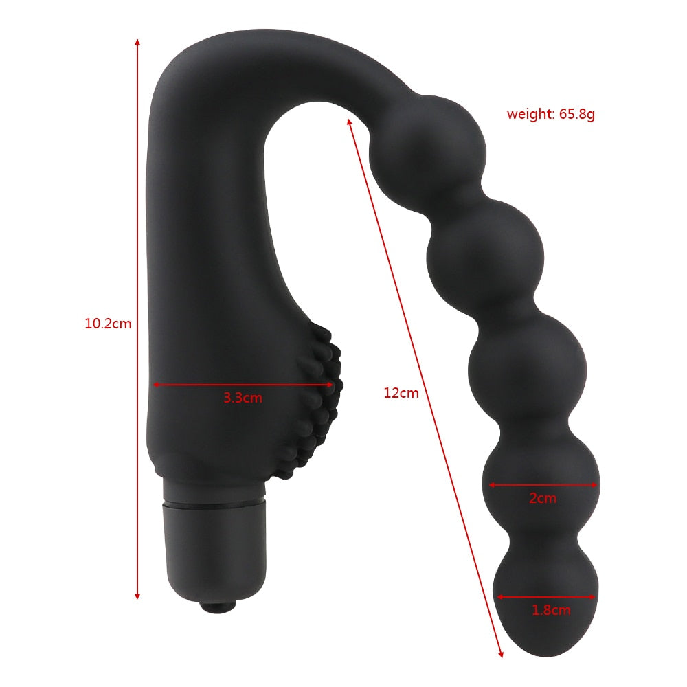 Silicone 10 Speeds Anal Plug Prostate Massager Vibrator Butt Plugs 5 Beads For Men Adult Sex Toy Store - SexxToys.Shop