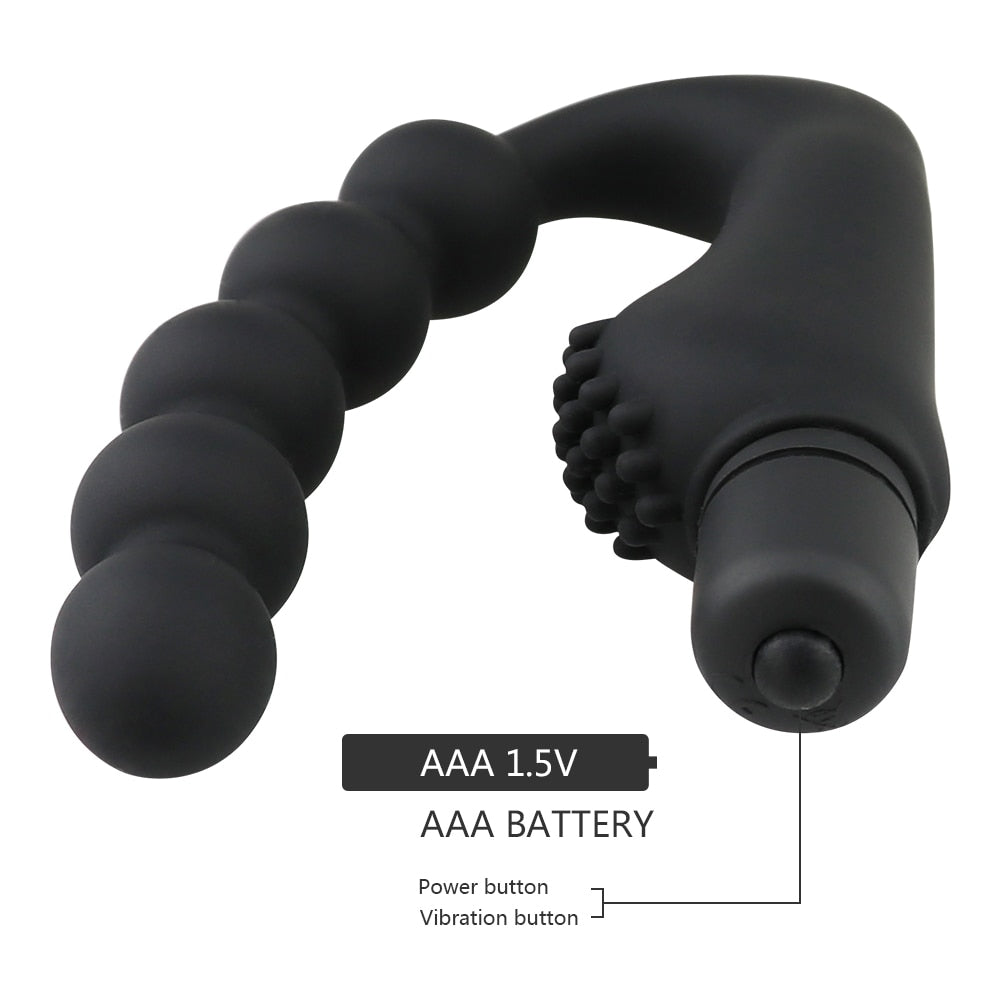 Silicone 10 Speeds Anal Plug Prostate Massager Vibrator Butt Plugs 5 Beads For Men Adult Sex Toy Store - SexxToys.Shop