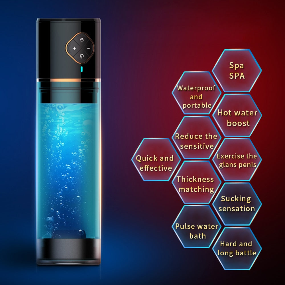 Rechargeable Water Bath Electric Penis Pump Vacuum Aid Impotence Helper Erection Automatic Extender Penis Enlargement Pump For Men Adult Sex Toy Store - SexxToys.Shop