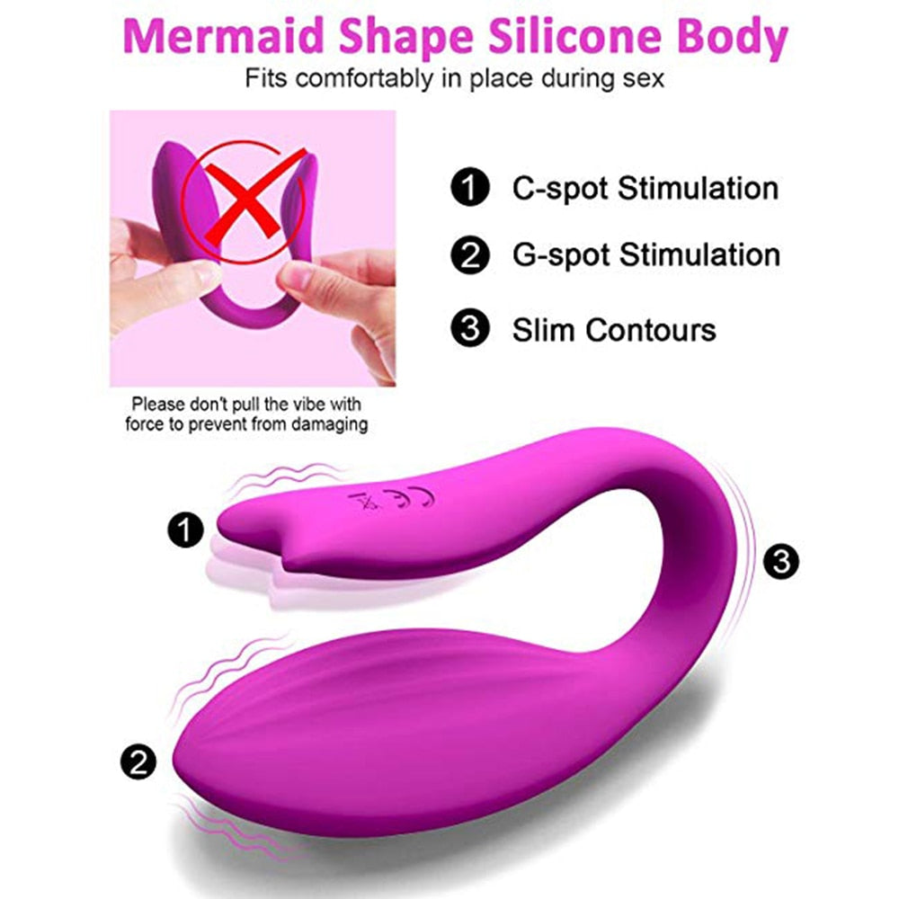 U-Shape Mermaid Wireless Remote Control Couple Vibrator 12 Speeds G Spot and Clitoral Massager Dual Motors For Women Adult Sex Toy Store - SexxToys.Shop