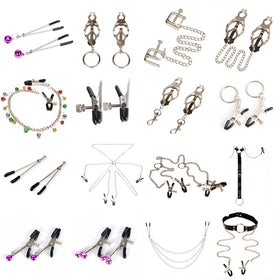 Many Styles (1 Pair/Set) of Fancy Nipple Breast Clamps With Metal Chain BDSM For Adults Pleasure Adult Sex Toy Store - SexxToys.Shop