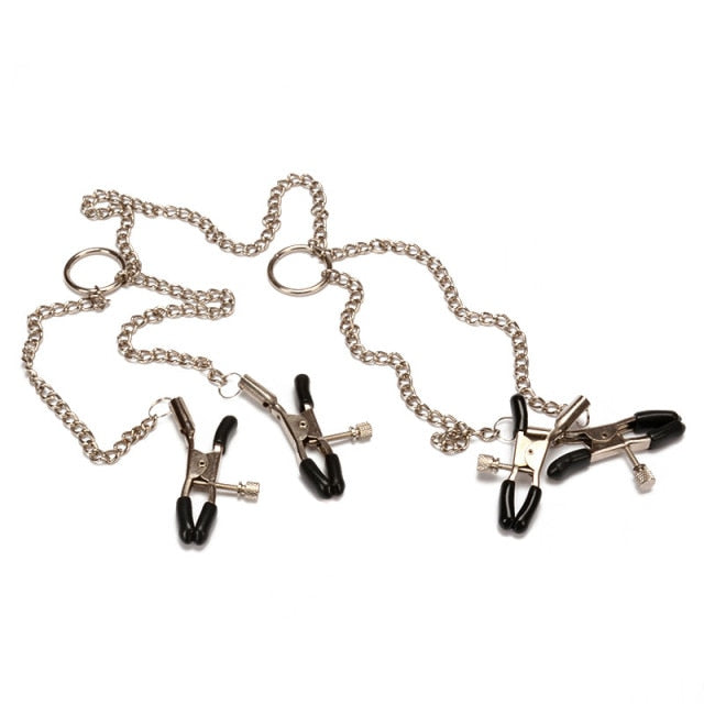 Many Styles (1 Pair/Set) of Fancy Nipple Breast Clamps With Metal Chain BDSM For Adults Pleasure Adult Sex Toy Store - SexxToys.Shop