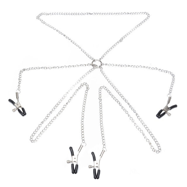 Many Styles (1 Pair/Set) of Fancy Nipple Breast Clamps With Metal Chain BDSM For Adults Pleasure Adult Sex Toy Store - SexxToys.Shop