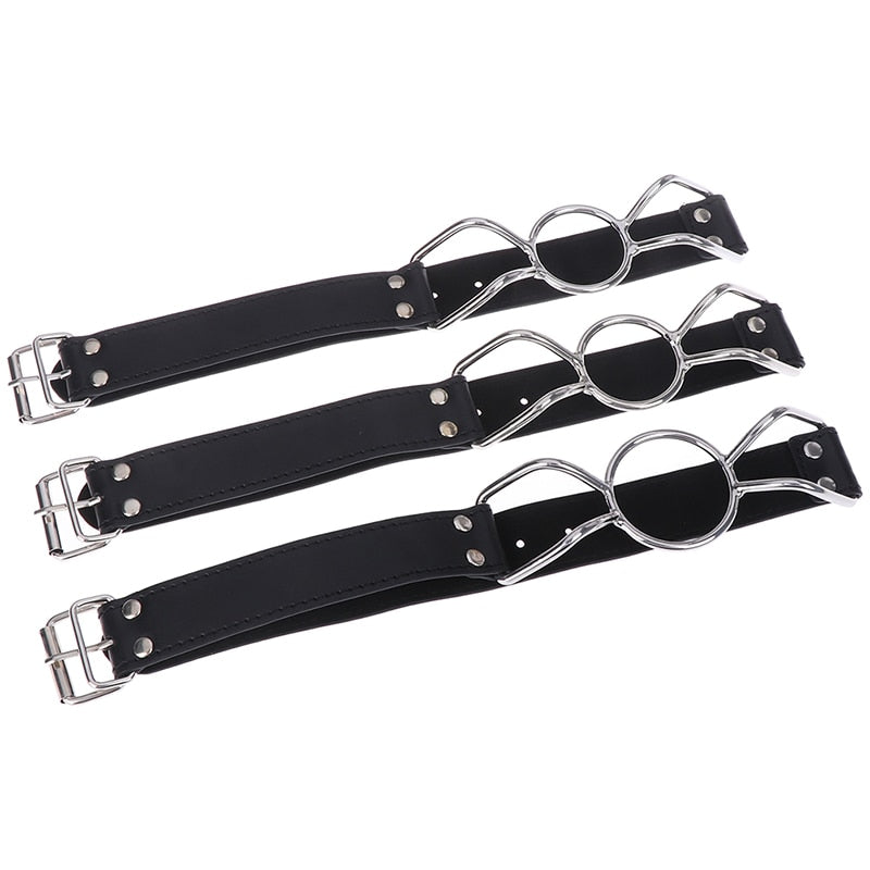 Leather Metal O-Ring Gag Flirting Open Mouth BDSM For Men or Women Adult Sex Toy Store - SexxToys.Shop