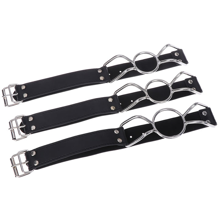 Leather Metal O-Ring Gag Flirting Open Mouth BDSM For Men or Women Adult Sex Toy Store - SexxToys.Shop