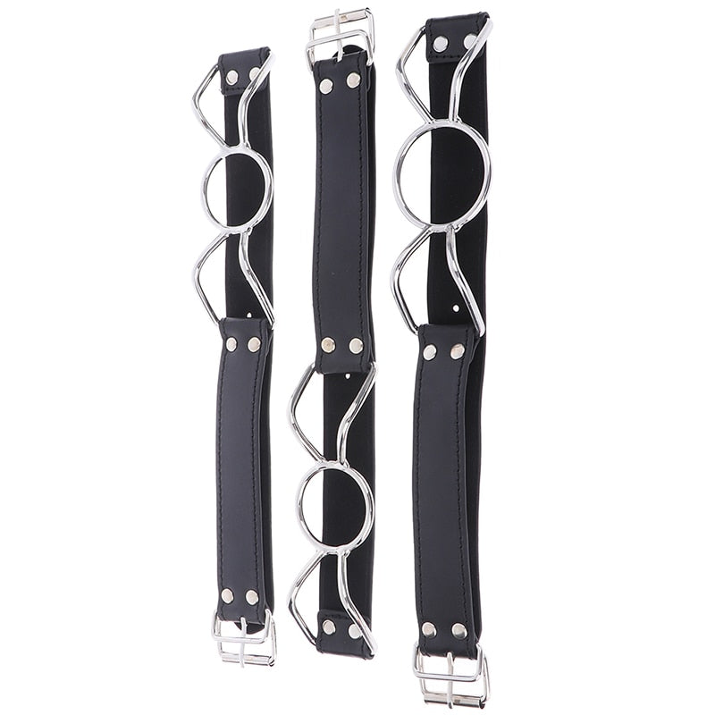 Leather Metal O-Ring Gag Flirting Open Mouth BDSM For Men or Women Adult Sex Toy Store - SexxToys.Shop