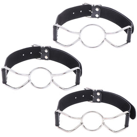 Leather Metal O-Ring Gag Flirting Open Mouth BDSM For Men or Women Adult Sex Toy Store - SexxToys.Shop