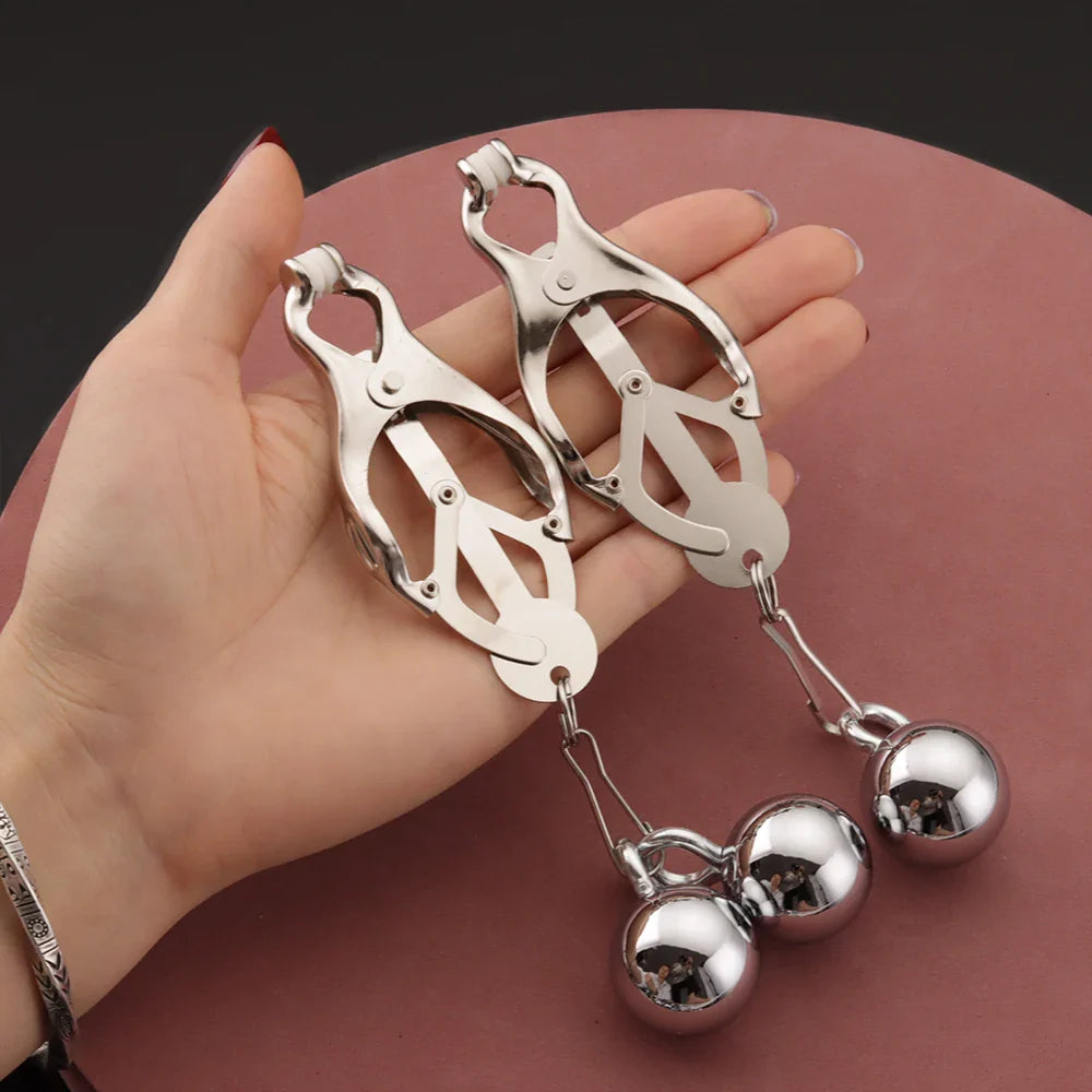 BDSM Metal Heavy Balls Nipple Clamps For Women/Men Clips Torture Play Hanging Balls - fromasia2america.shop