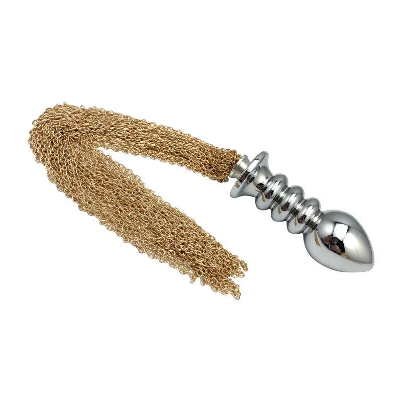 5 size long tail whip Chain spanking flirting metal anal ball beads butt plug BDSM - fromasia2america.shop