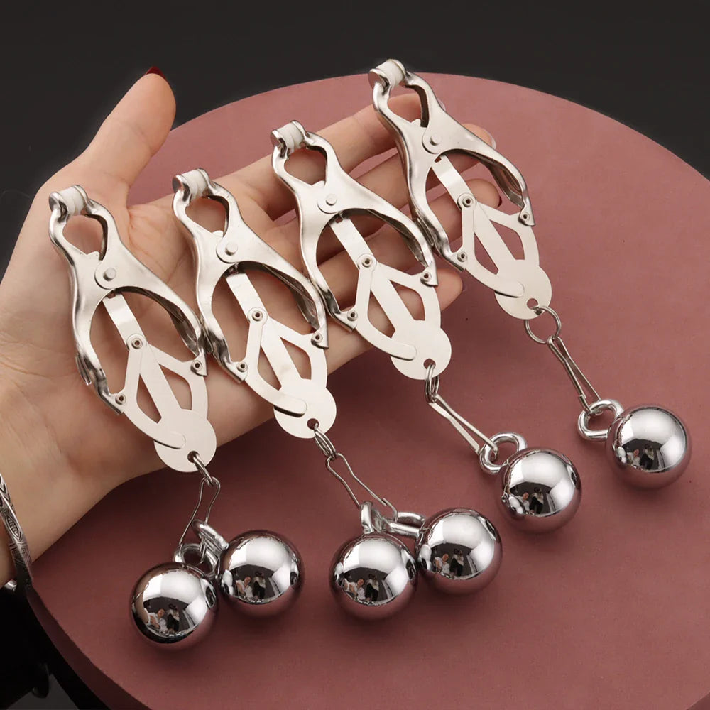 BDSM Metal Heavy Balls Nipple Clamps For Women/Men Clips Torture Play Hanging Balls - fromasia2america.shop