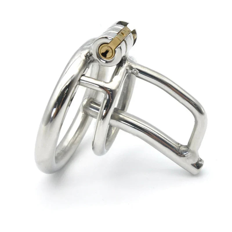 Male Chastity Device Cock Cage Belt with Stealth lock Ring Penis Ring Metal Tube A279 - fromasia2america.shop