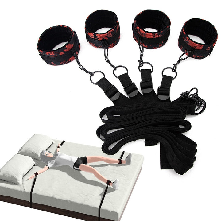 Under Bed Restraint Set Handcuffs Ankle Cuffs BDSM Bondage Straps