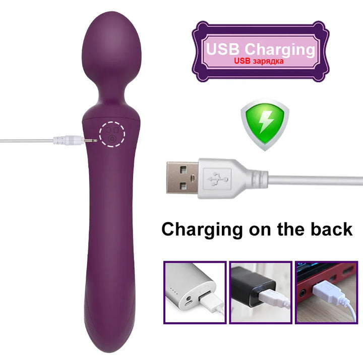 Dual Vibrator Sex Toys for Women Powerful Magic Wand Clitoris Vagina Massage Anal Plug - fromasia2america.shop