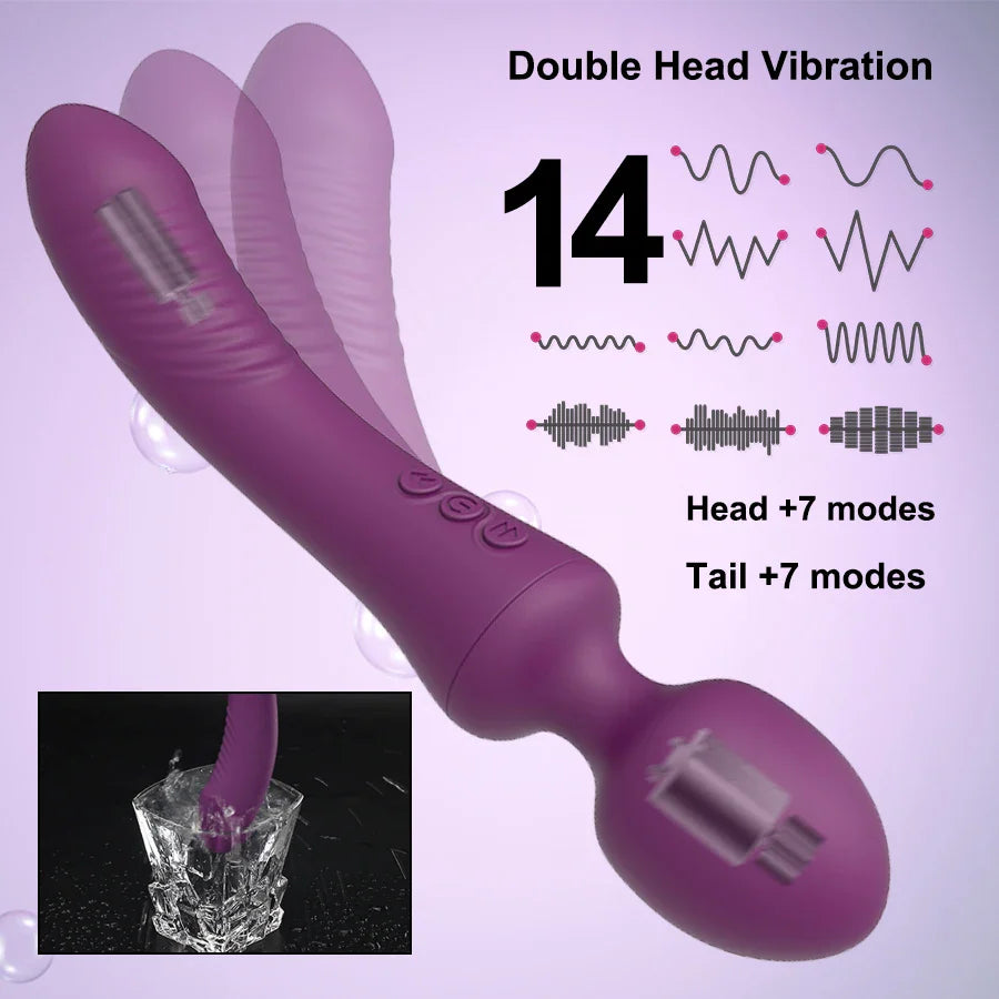 Dual Vibrator Sex Toys for Women Powerful Magic Wand Clitoris Vagina Massage Anal Plug - fromasia2america.shop