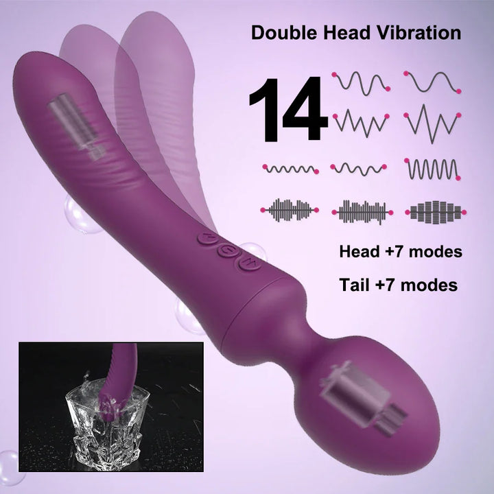 Dual Vibrator Sex Toys for Women Powerful Magic Wand Clitoris Vagina Massage Anal Plug - fromasia2america.shop